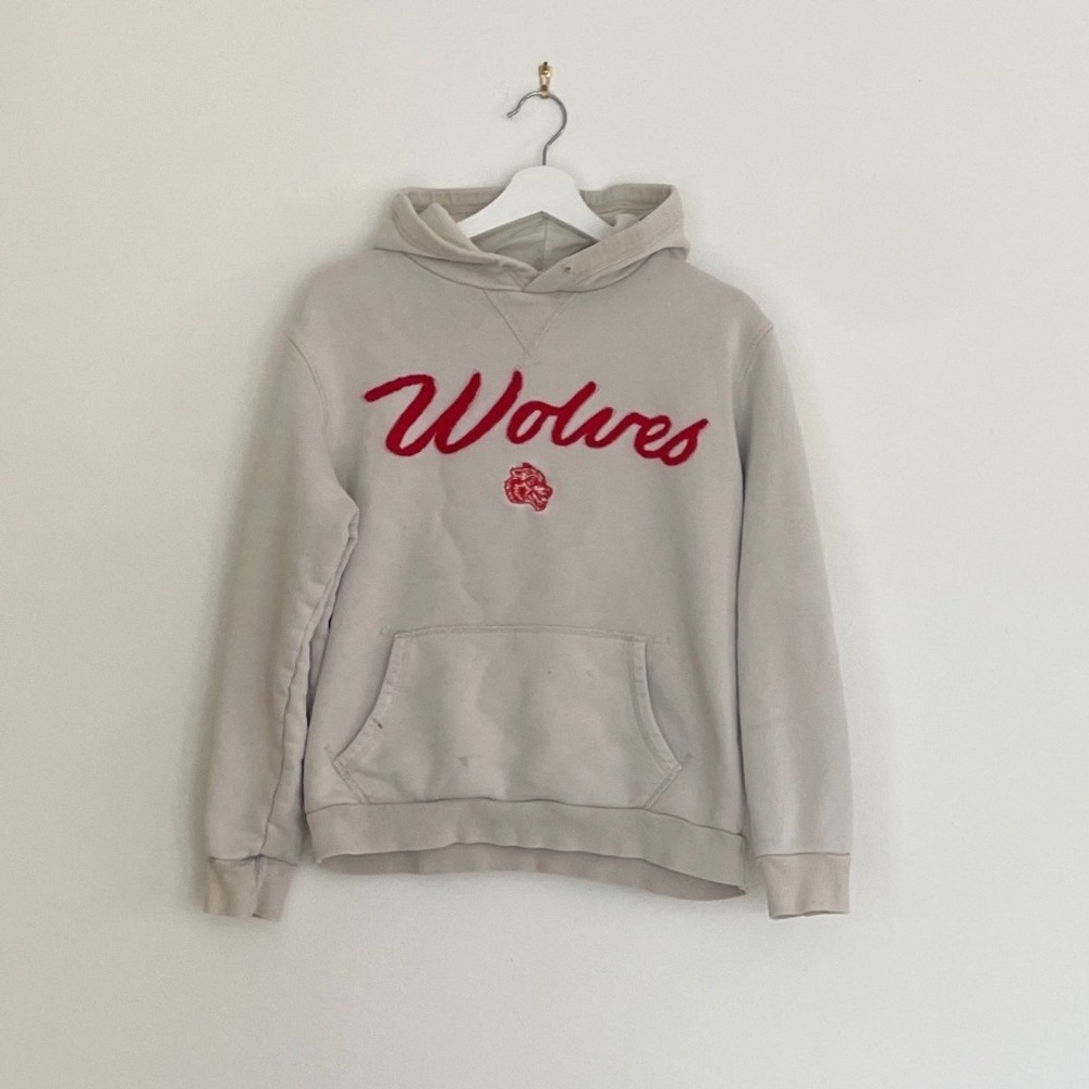 Dare Sport Wolves Limited Edition Hoodie Cream Red Chenille Mens Medium 78/400